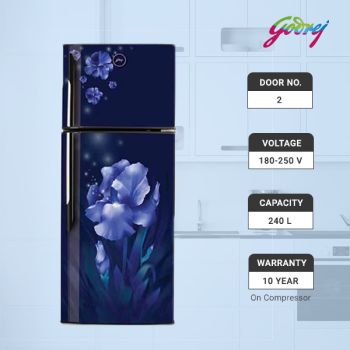 Godrej Double Door Refrigerator 240ltr  RT EON 240 NL AQ BL 